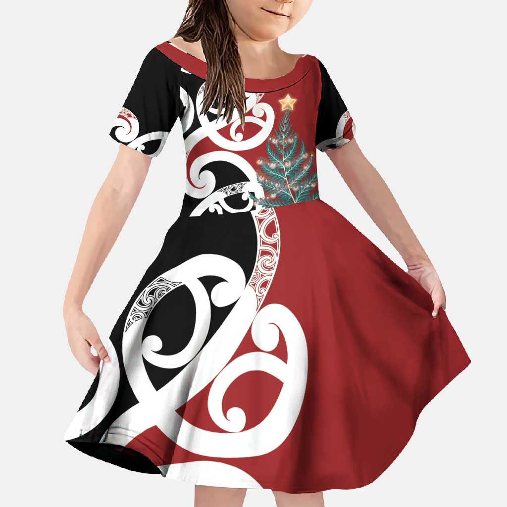 New Zealand Silver Fern Christmas Tree Family Matching Long Sleeve Bodycon Dress and Hawaiian Shirt Meri Kirihimete - Polynesian Pride