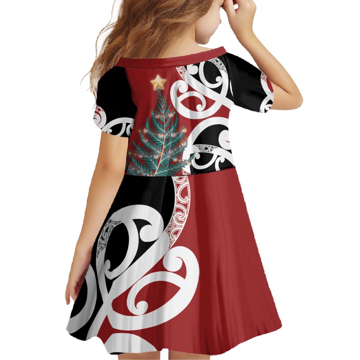 New Zealand Silver Fern Christmas Tree Family Matching Off The Shoulder Long Sleeve Dress and Hawaiian Shirt Meri Kirihimete - Polynesian Pride