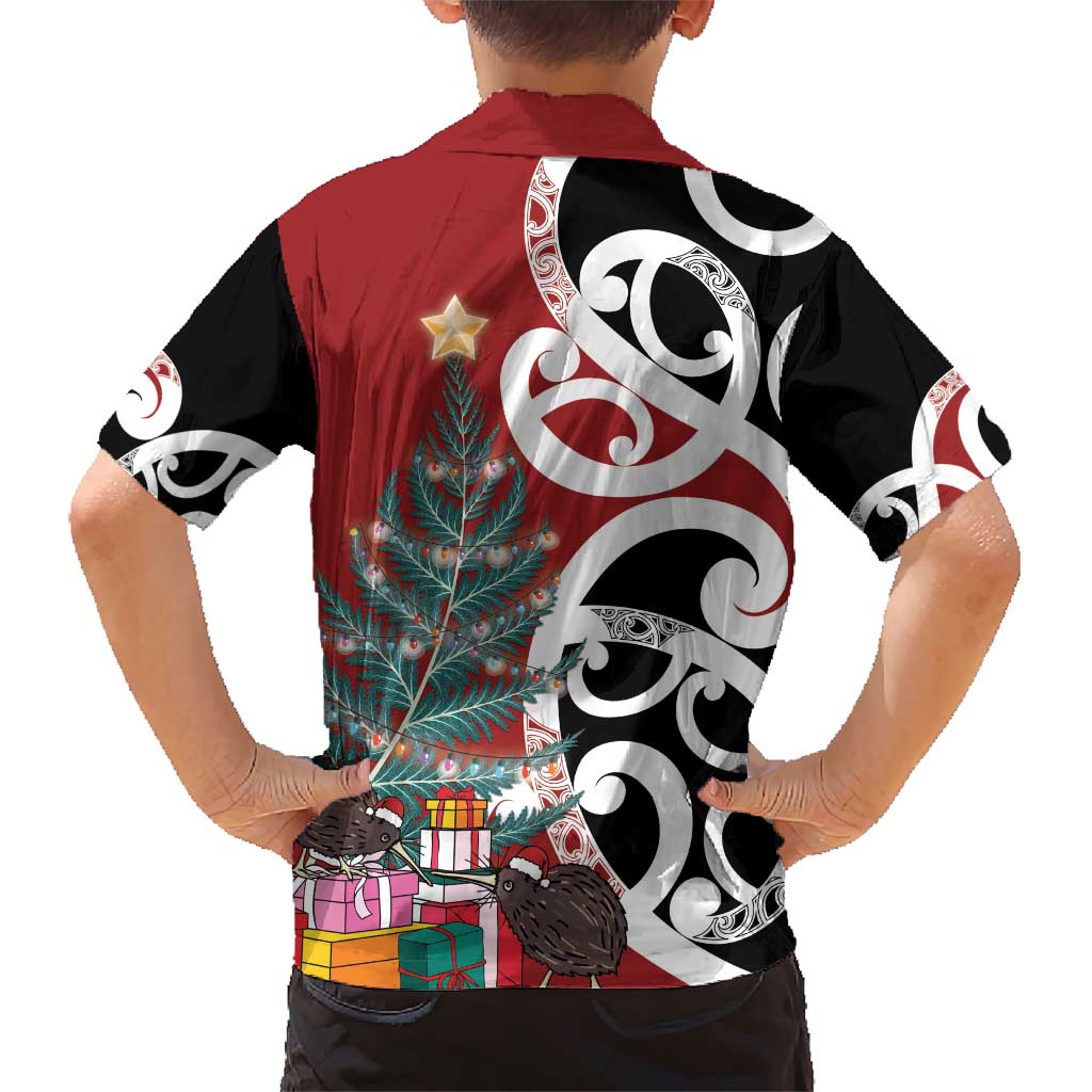 New Zealand Silver Fern Christmas Tree Family Matching Short Sleeve Bodycon Dress and Hawaiian Shirt Meri Kirihimete - Polynesian Pride