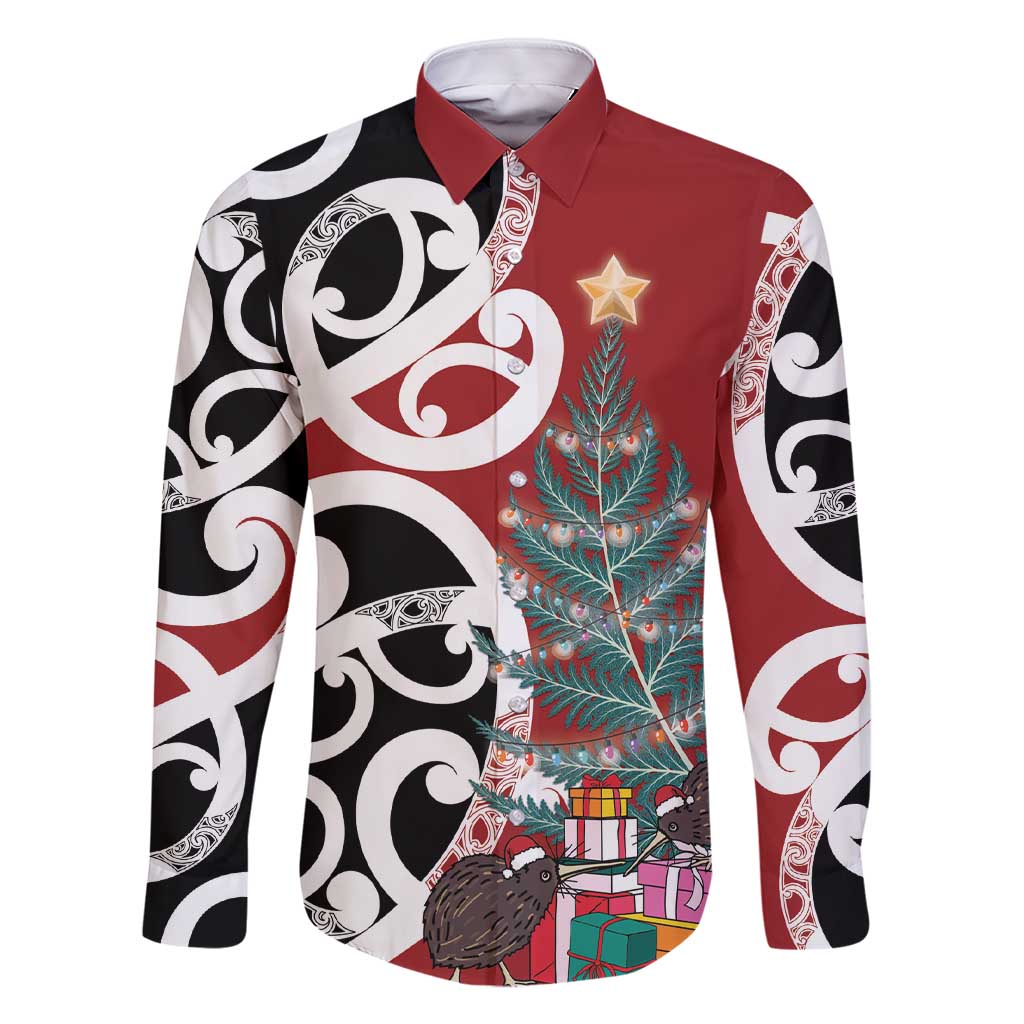 New Zealand Silver Fern Christmas Tree Family Matching Short Sleeve Bodycon Dress and Hawaiian Shirt Meri Kirihimete - Polynesian Pride