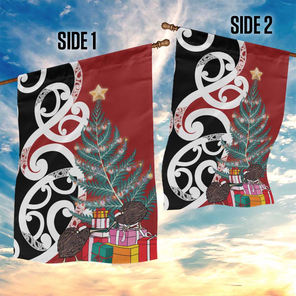 New Zealand Silver Fern Christmas Tree Garden Flag Meri Kirihimete - Polynesian Pride
