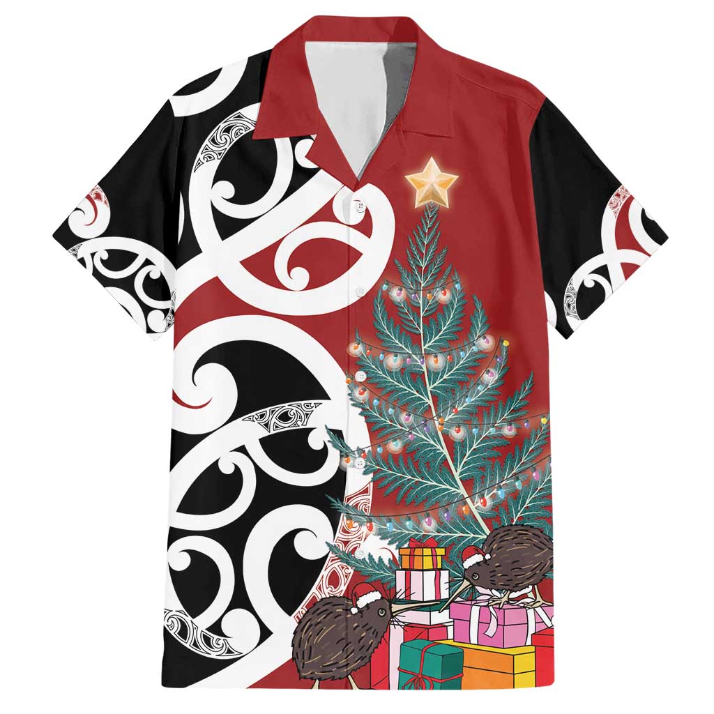 New Zealand Silver Fern Christmas Tree Hawaiian Shirt Meri Kirihimete - Polynesian Pride