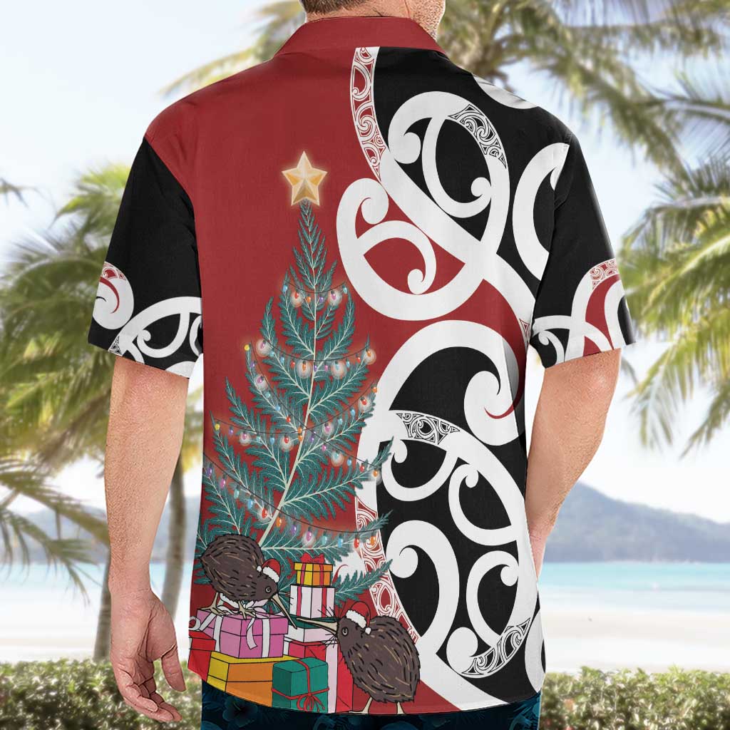 New Zealand Silver Fern Christmas Tree Hawaiian Shirt Meri Kirihimete - Polynesian Pride