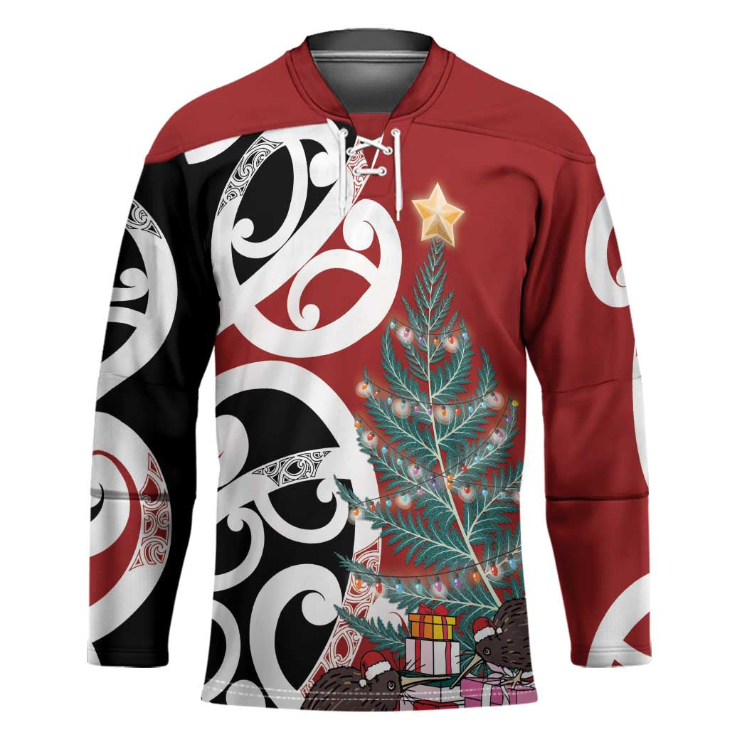 New Zealand Silver Fern Christmas Tree Hockey Jersey Meri Kirihimete - Polynesian Pride
