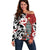 New Zealand Silver Fern Christmas Tree Off Shoulder Sweater Meri Kirihimete - Polynesian Pride