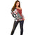 New Zealand Silver Fern Christmas Tree Off Shoulder Sweater Meri Kirihimete - Polynesian Pride