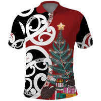 New Zealand Silver Fern Christmas Tree Polo Shirt Meri Kirihimete - Polynesian Pride