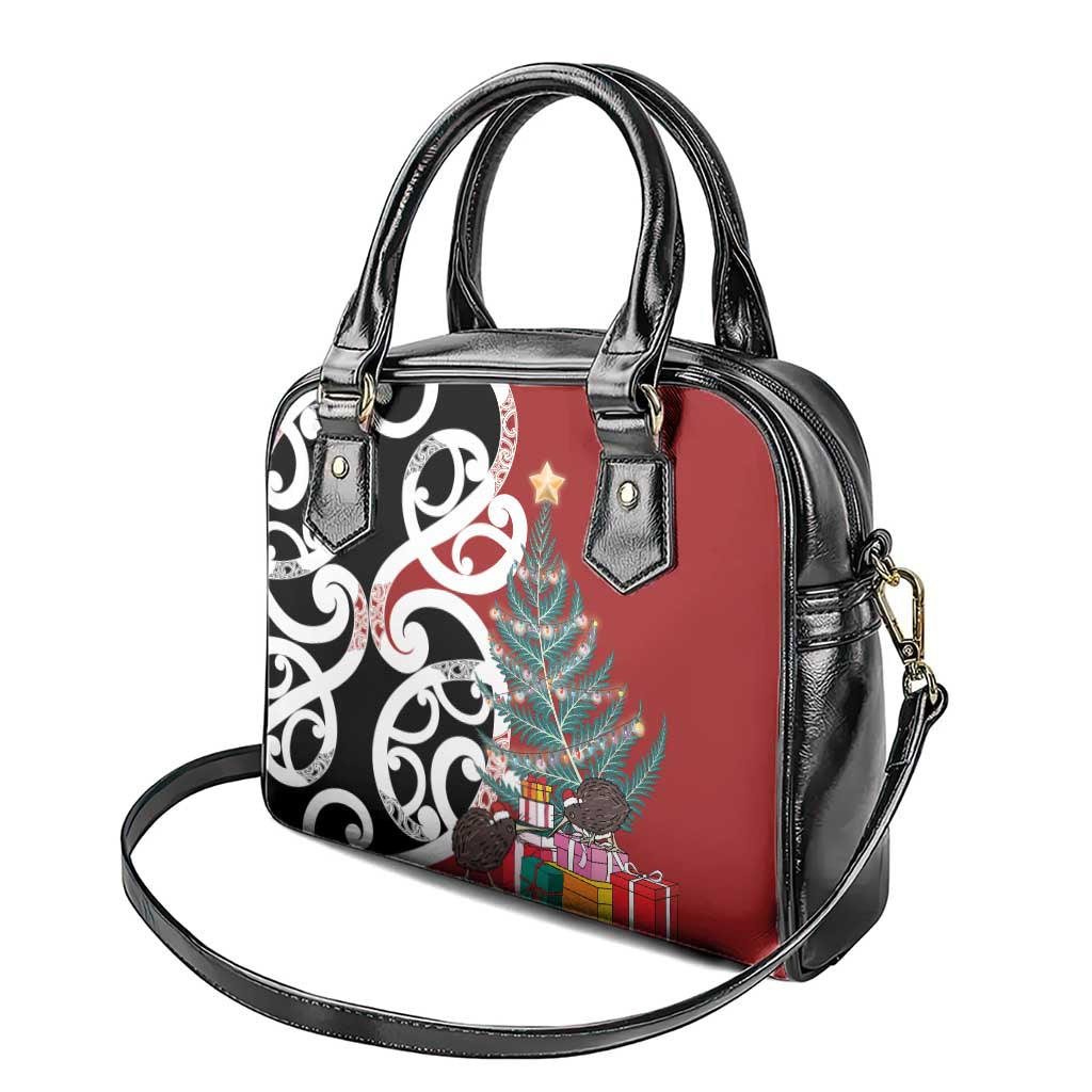 New Zealand Silver Fern Christmas Tree Shoulder Handbag Meri Kirihimete - Polynesian Pride