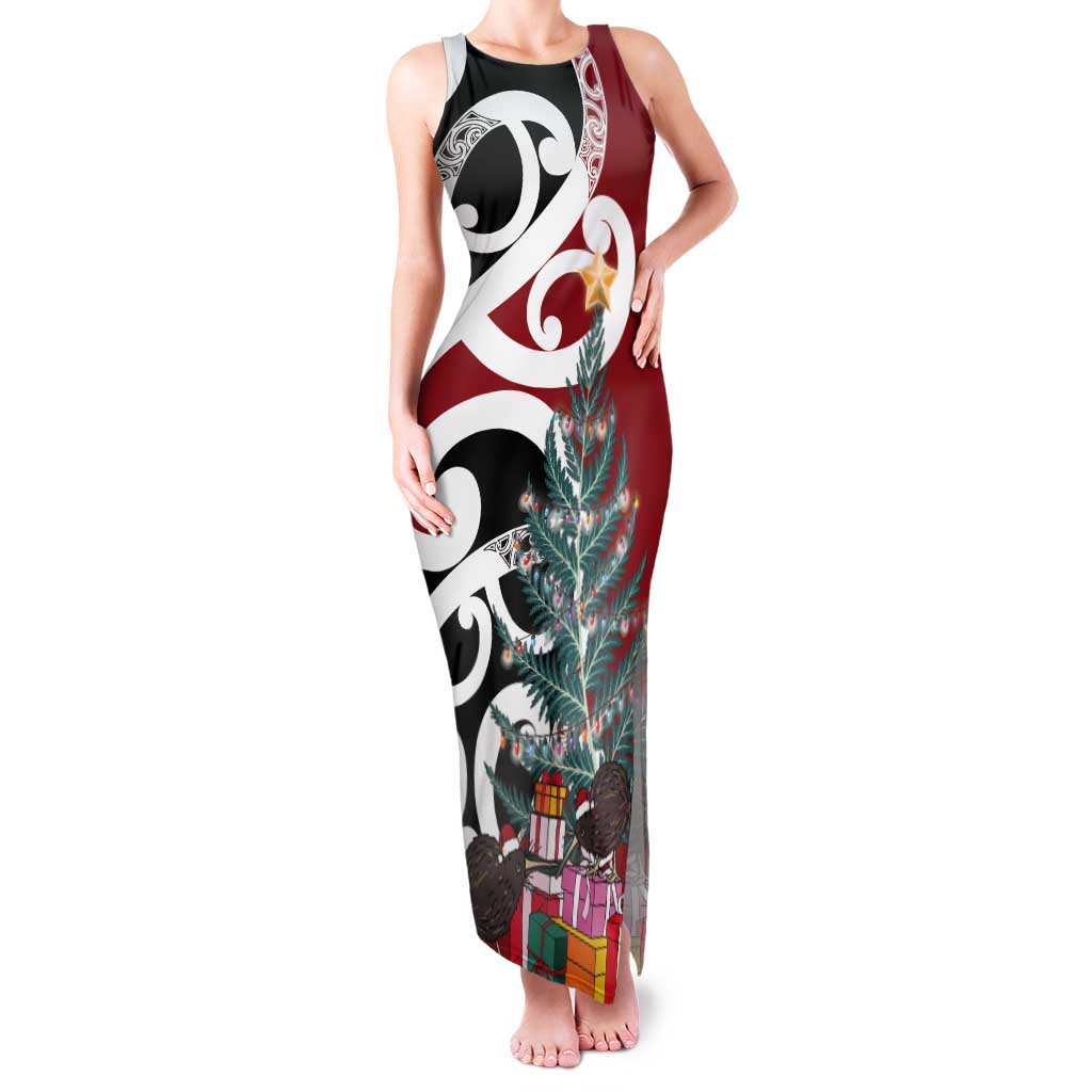 New Zealand Silver Fern Christmas Tree Tank Maxi Dress Meri Kirihimete - Polynesian Pride