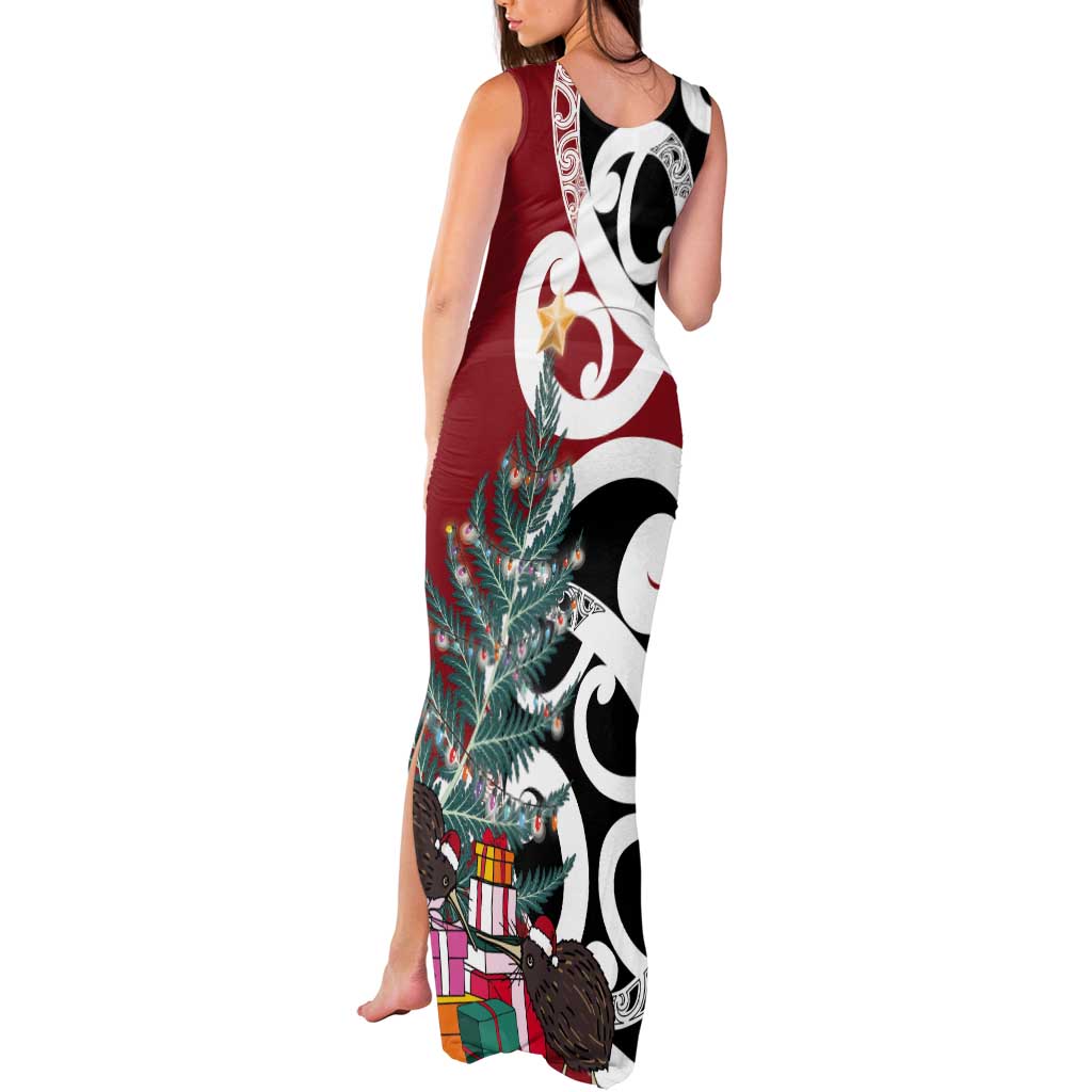 New Zealand Silver Fern Christmas Tree Tank Maxi Dress Meri Kirihimete - Polynesian Pride