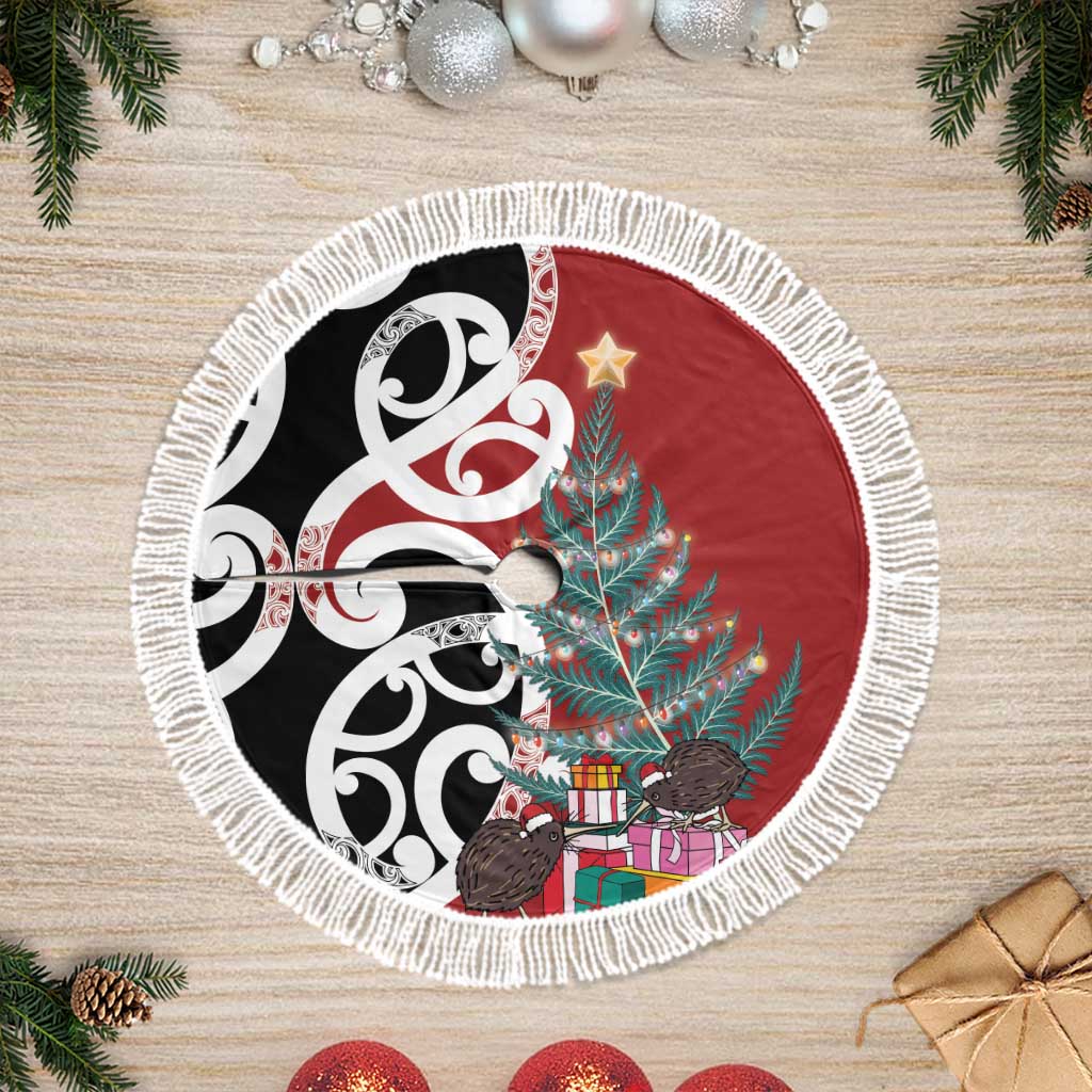 New Zealand Silver Fern Christmas Tree Skirt Meri Kirihimete - Polynesian Pride
