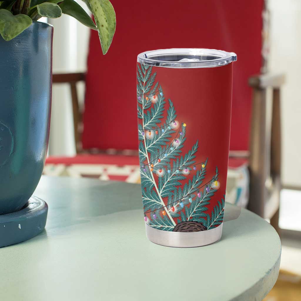 New Zealand Silver Fern Christmas Tree Tumbler Cup Meri Kirihimete - Polynesian Pride