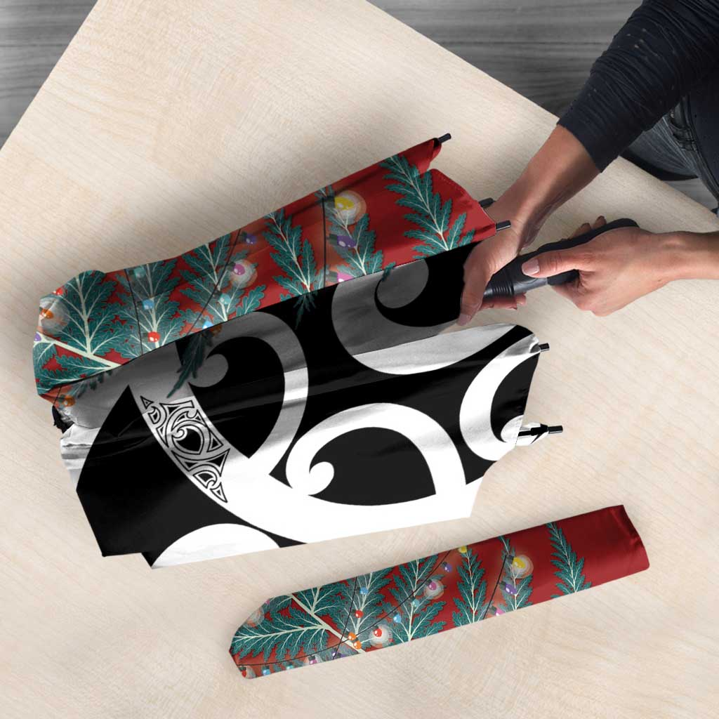 New Zealand Silver Fern Christmas Tree Umbrella Meri Kirihimete - Polynesian Pride