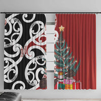 New Zealand Silver Fern Christmas Tree Window Curtain Meri Kirihimete - Polynesian Pride