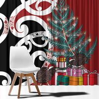 New Zealand Silver Fern Christmas Tree Window Curtain Meri Kirihimete - Polynesian Pride