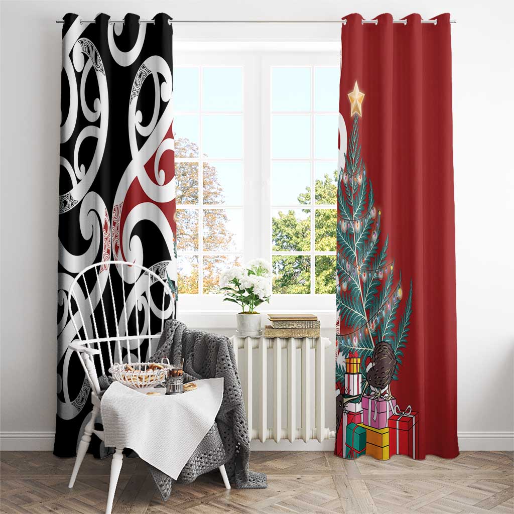New Zealand Silver Fern Christmas Tree Window Curtain Meri Kirihimete - Polynesian Pride