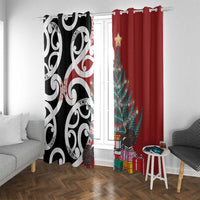 New Zealand Silver Fern Christmas Tree Window Curtain Meri Kirihimete - Polynesian Pride