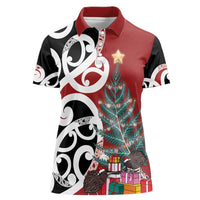 New Zealand Silver Fern Christmas Tree Women Polo Shirt Meri Kirihimete - Polynesian Pride