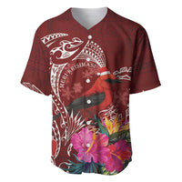 Personalized Samoa Meri Krisimasi Baseball Jersey Segasegamau'u Mix Siapo LT7 Red - Polynesian Pride