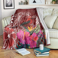 Personalized Samoa Meri Krisimasi Blanket Segasegamau'u Mix Siapo LT7 Red - Polynesian Pride