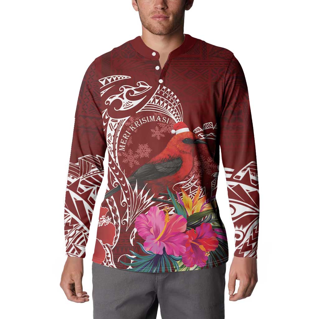 Personalized Samoa Meri Krisimasi Button Sweatshirt Segasegamau'u Mix Siapo