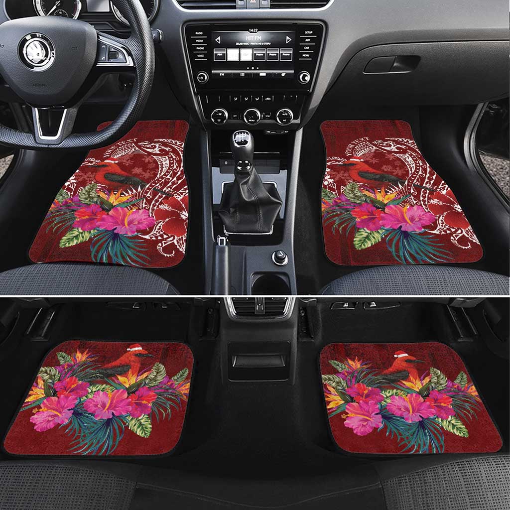 Personalized Samoa Meri Krisimasi Car Mats Segasegamau'u Mix Siapo LT7 Set 4pcs Red - Polynesian Pride