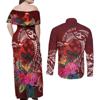 Personalized Samoa Meri Krisimasi Couples Matching Off Shoulder Maxi Dress and Long Sleeve Button Shirt Segasegamau'u Mix Siapo LT7 - Polynesian Pride
