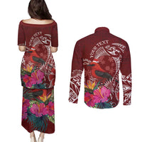 Personalized Samoa Meri Krisimasi Couples Matching Puletasi and Long Sleeve Button Shirt Segasegamau'u Mix Siapo LT7 - Polynesian Pride