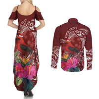 Personalized Samoa Meri Krisimasi Couples Matching Summer Maxi Dress and Long Sleeve Button Shirt Segasegamau'u Mix Siapo LT7 - Polynesian Pride