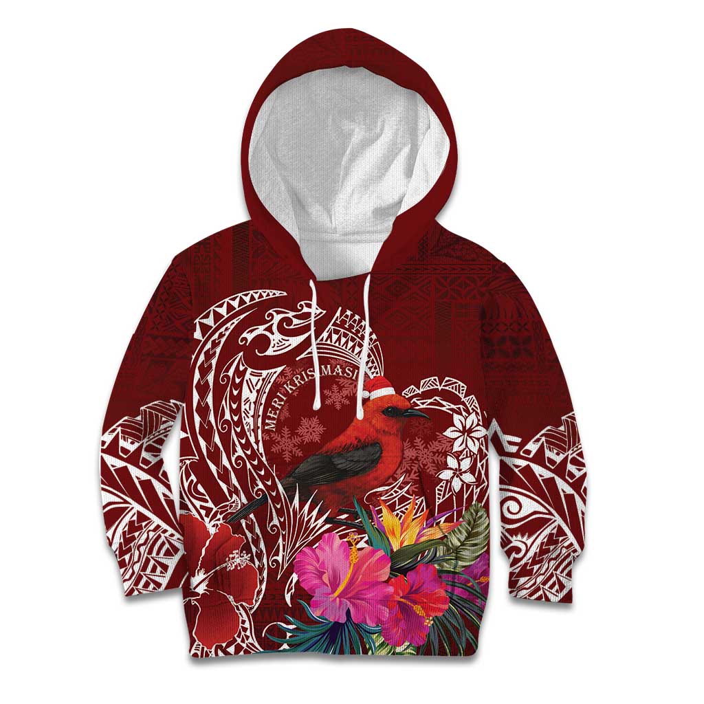Personalized Samoa Meri Krisimasi Kid Hoodie Segasegamau'u Mix Siapo LT7 Hoodie Red - Polynesian Pride