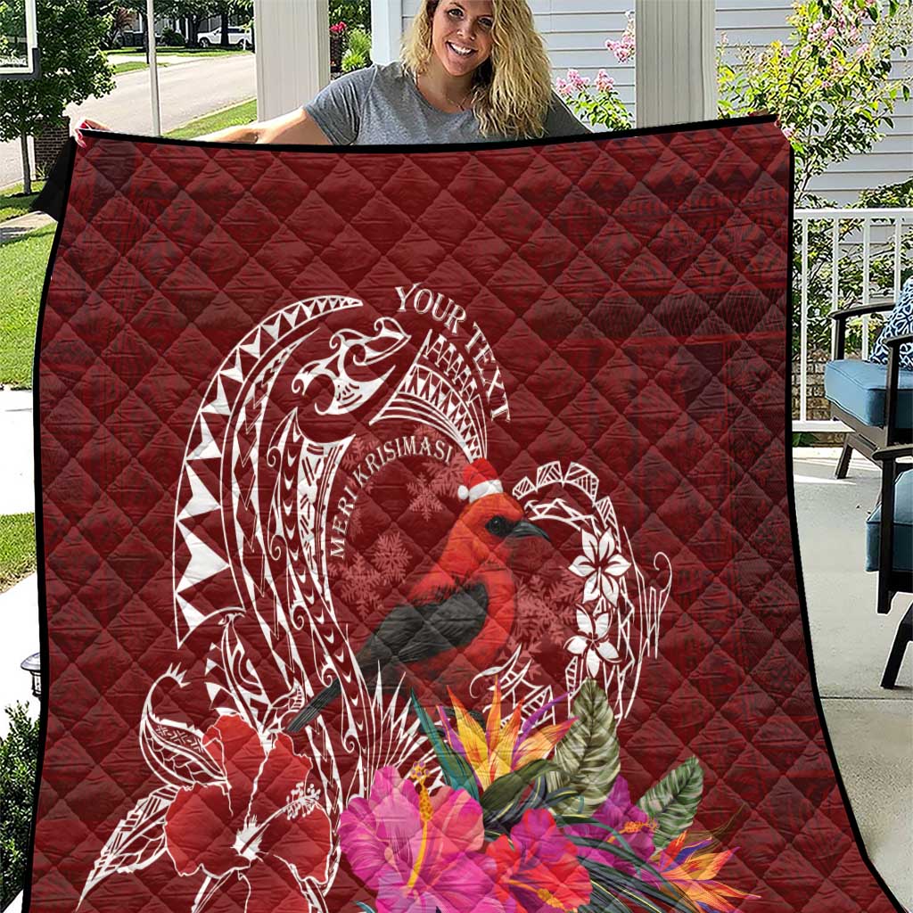 Personalized Samoa Meri Krisimasi Quilt Segasegamau'u Mix Siapo LT7 Red - Polynesian Pride