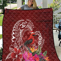 Personalized Samoa Meri Krisimasi Quilt Segasegamau'u Mix Siapo LT7 Red - Polynesian Pride