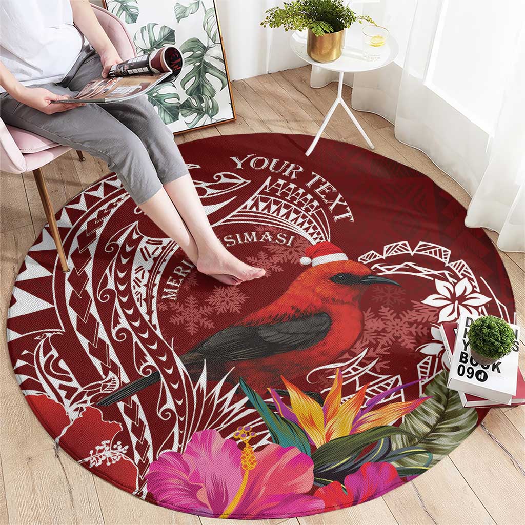 Personalized Samoa Meri Krisimasi Round Carpet Segasegamau'u Mix Siapo LT7 - Polynesian Pride