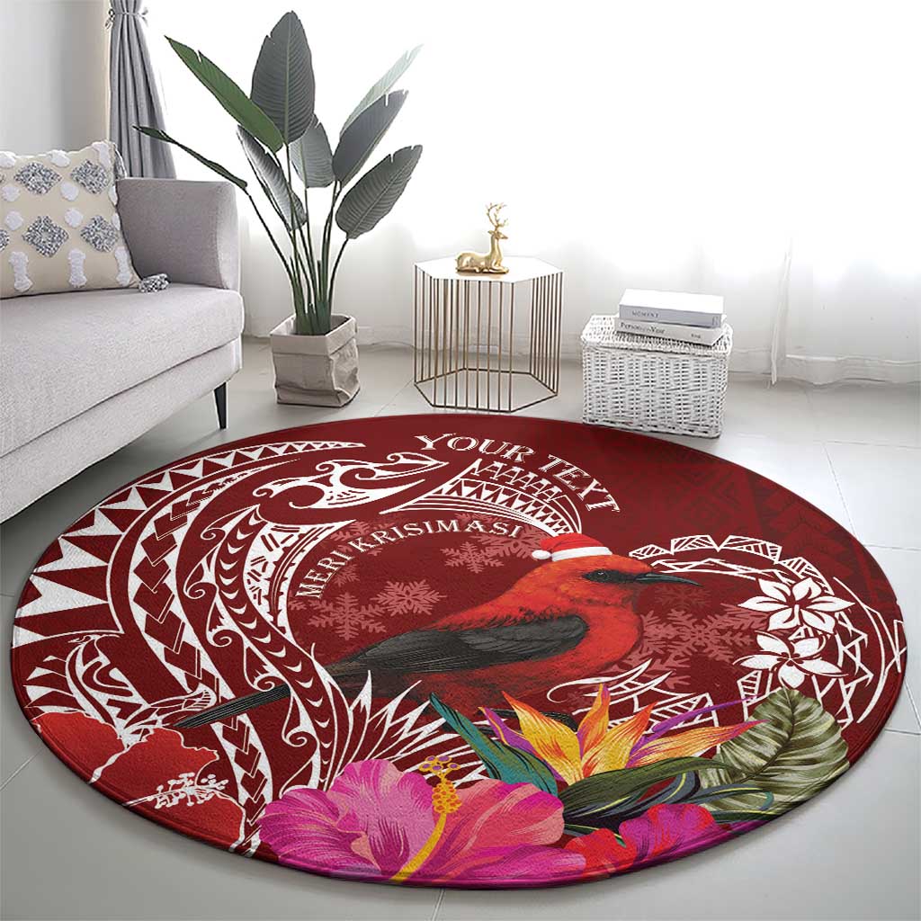 Personalized Samoa Meri Krisimasi Round Carpet Segasegamau'u Mix Siapo LT7 - Polynesian Pride