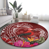 Personalized Samoa Meri Krisimasi Round Carpet Segasegamau'u Mix Siapo LT7 - Polynesian Pride