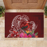 Personalized Samoa Meri Krisimasi Rubber Doormat Segasegamau'u Mix Siapo LT7 Red - Polynesian Pride