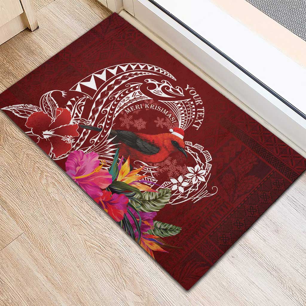 Personalized Samoa Meri Krisimasi Rubber Doormat Segasegamau'u Mix Siapo LT7 - Polynesian Pride