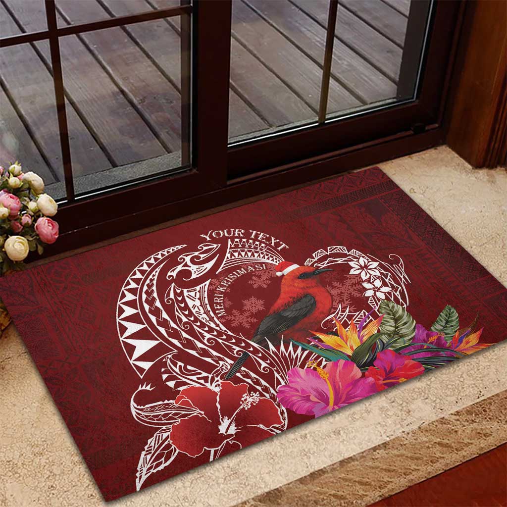 Personalized Samoa Meri Krisimasi Rubber Doormat Segasegamau'u Mix Siapo LT7 - Polynesian Pride