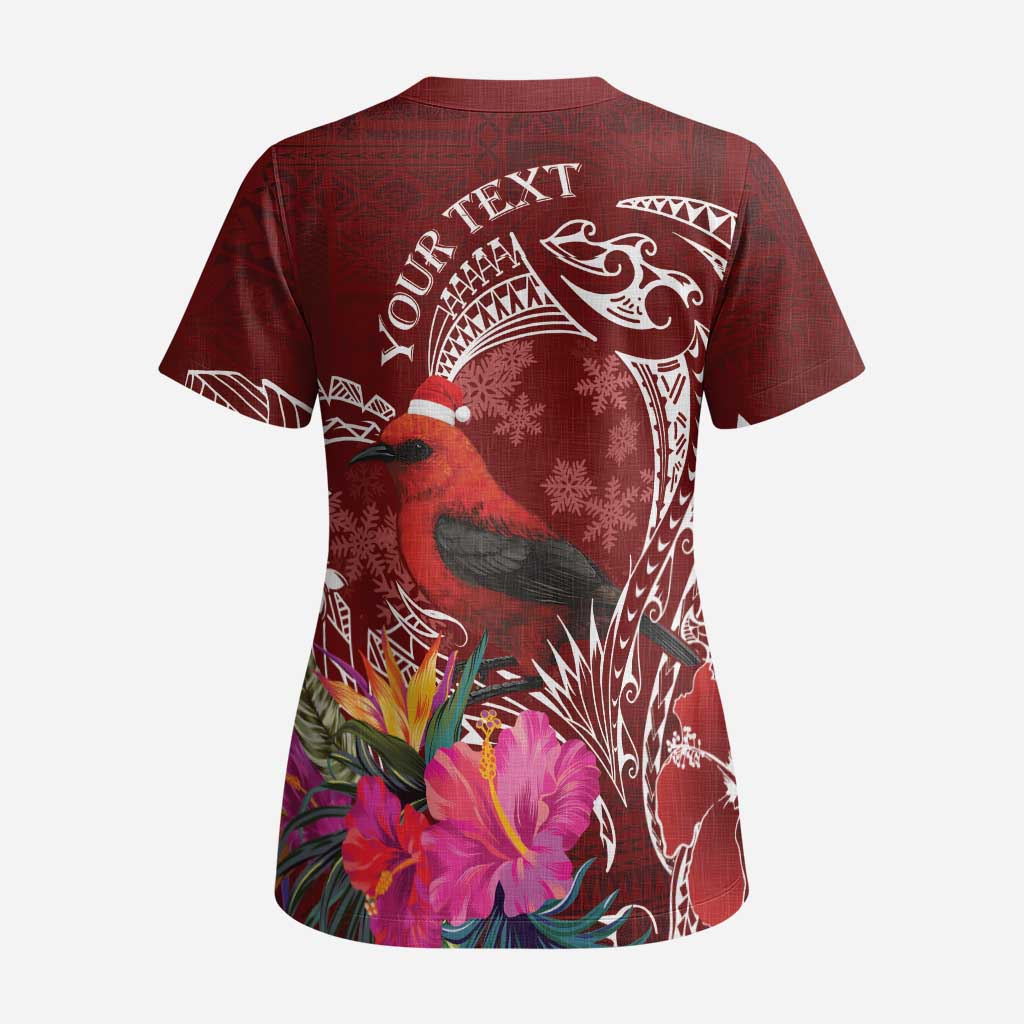 Personalized Samoa Meri Krisimasi Scrub Top Segasegamau'u Mix Siapo - Polynesian Pride