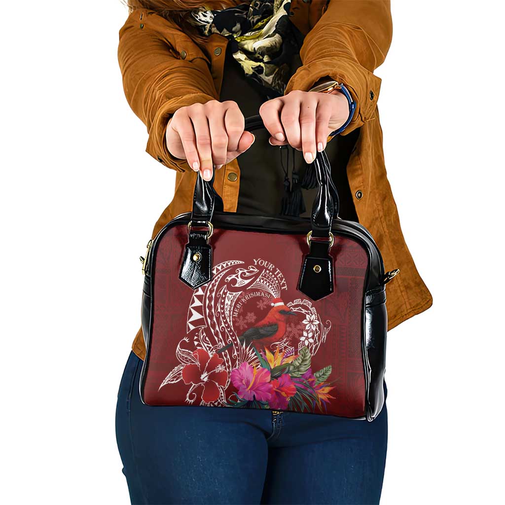 Personalized Samoa Meri Krisimasi Shoulder Handbag Segasegamau'u Mix Siapo LT7 One Size Red - Polynesian Pride