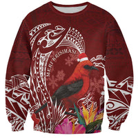 Personalized Samoa Meri Krisimasi Sweatshirt Segasegamau'u Mix Siapo LT7 Unisex Red - Polynesian Pride