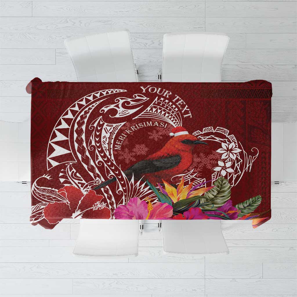 Personalized Samoa Meri Krisimasi Tablecloth Segasegamau'u Mix Siapo LT7 Red - Polynesian Pride