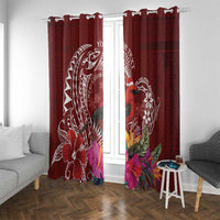Personalized Samoa Meri Krisimasi Window Curtain Segasegamau'u Mix Siapo LT7 With Grommets Red - Polynesian Pride