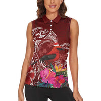Personalized Samoa Meri Krisimasi Women Sleeveless Polo Shirt Segasegamau'u Mix Siapo LT7 - Polynesian Pride