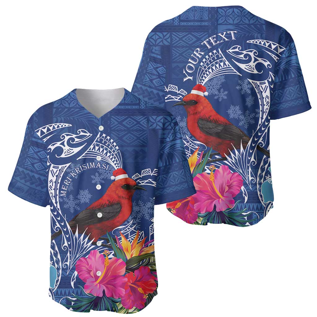 Personalized Samoa Christmas Baseball Jersey Cardinal Honeyeater Mix Siapo LT7 - Polynesian Pride