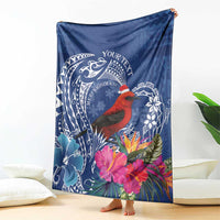 Personalized Samoa Christmas Blanket Cardinal Honeyeater Mix Siapo LT7 - Polynesian Pride