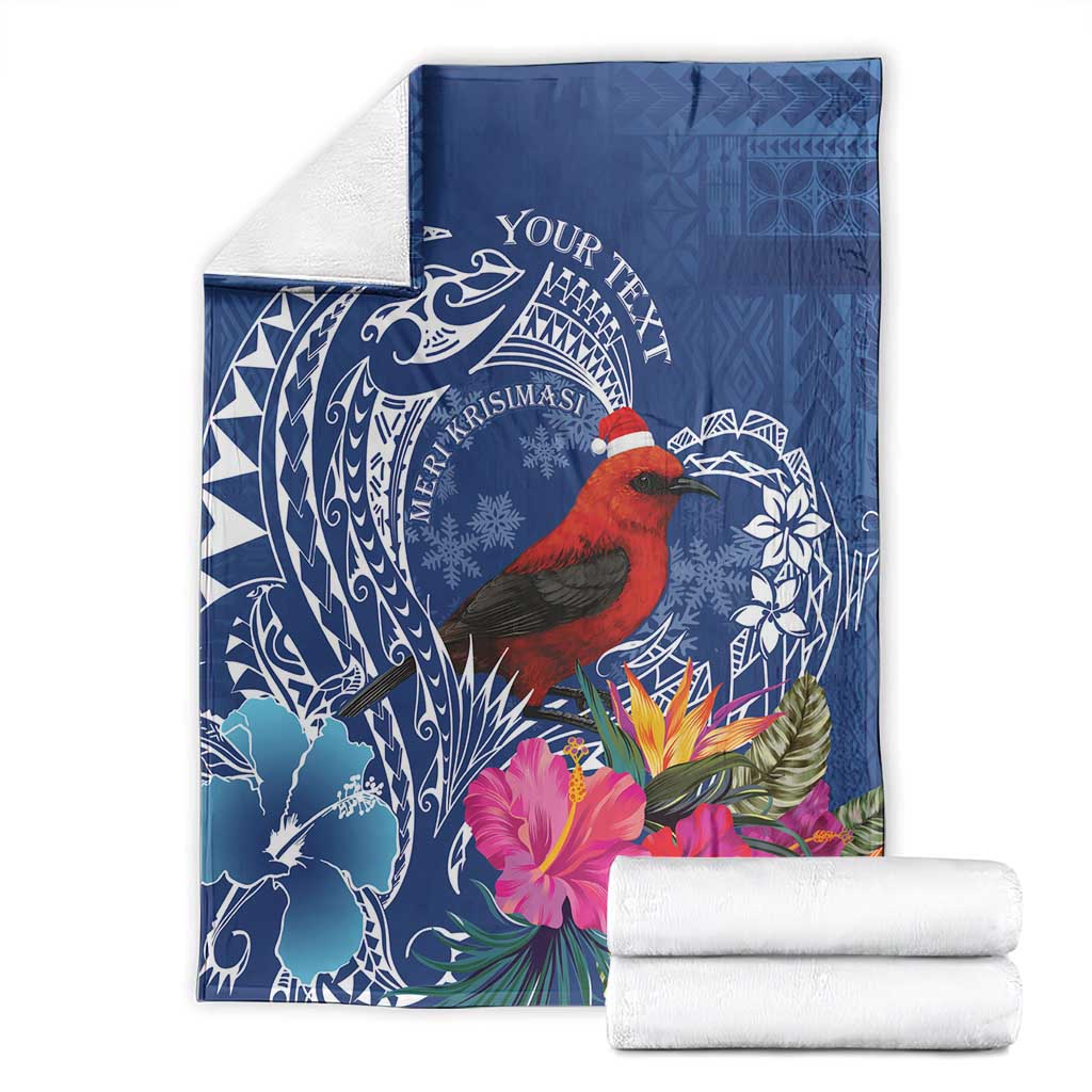 Personalized Samoa Christmas Blanket Cardinal Honeyeater Mix Siapo LT7 - Polynesian Pride