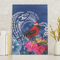Personalized Samoa Christmas Canvas Wall Art Cardinal Honeyeater Mix Siapo LT7 Without Frame Blue - Polynesian Pride