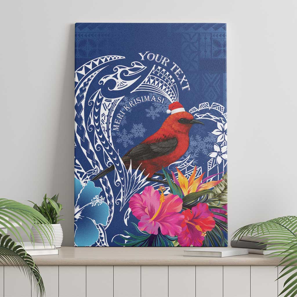 Personalized Samoa Christmas Canvas Wall Art Cardinal Honeyeater Mix Siapo LT7 - Polynesian Pride