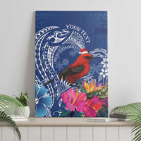 Personalized Samoa Christmas Canvas Wall Art Cardinal Honeyeater Mix Siapo LT7 - Polynesian Pride